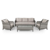 Islyea | 3 Seater Sofa with 2 Armchairs and Coffee Table in Grey Rattan - Italiancityfurniture