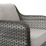 Islyea | 3 Seater Sofa with 2 Armchairs and Coffee Table in Grey Rattan - Italiancityfurniture