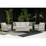 Islyea | 3 Seater Sofa with 2 Armchairs and Coffee Table in Grey Rattan - Italiancityfurniture