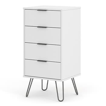 AGW517	White Augusta 4 drawer narrow chest