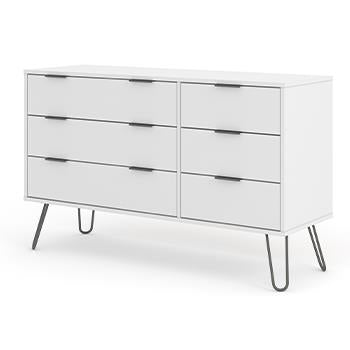 AGW533	White Augusta 3+3 drawer wide chest