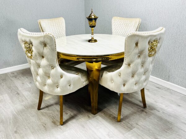 Sofia Cream & Gold Marble Table – All Sizes