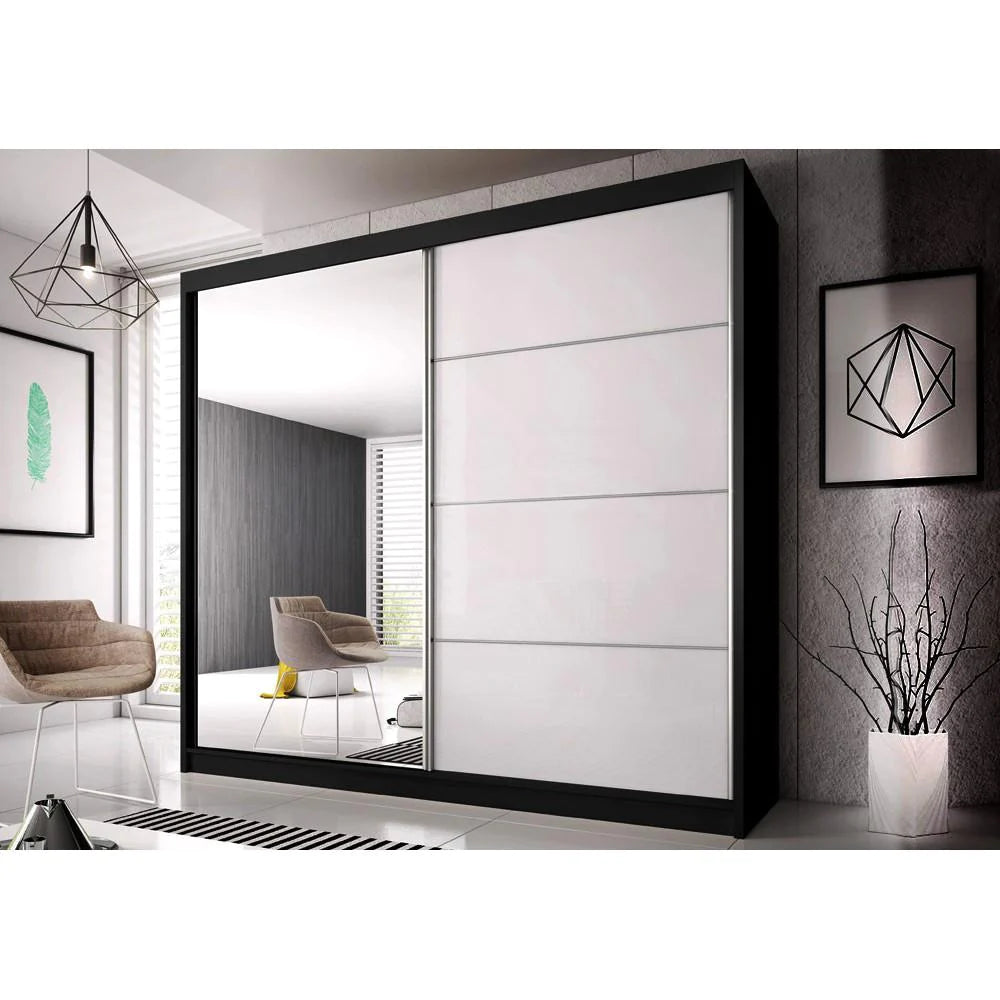 Multi 35 Sliding Mirror Door Wardrobe 233cm - Italiancityfurniture