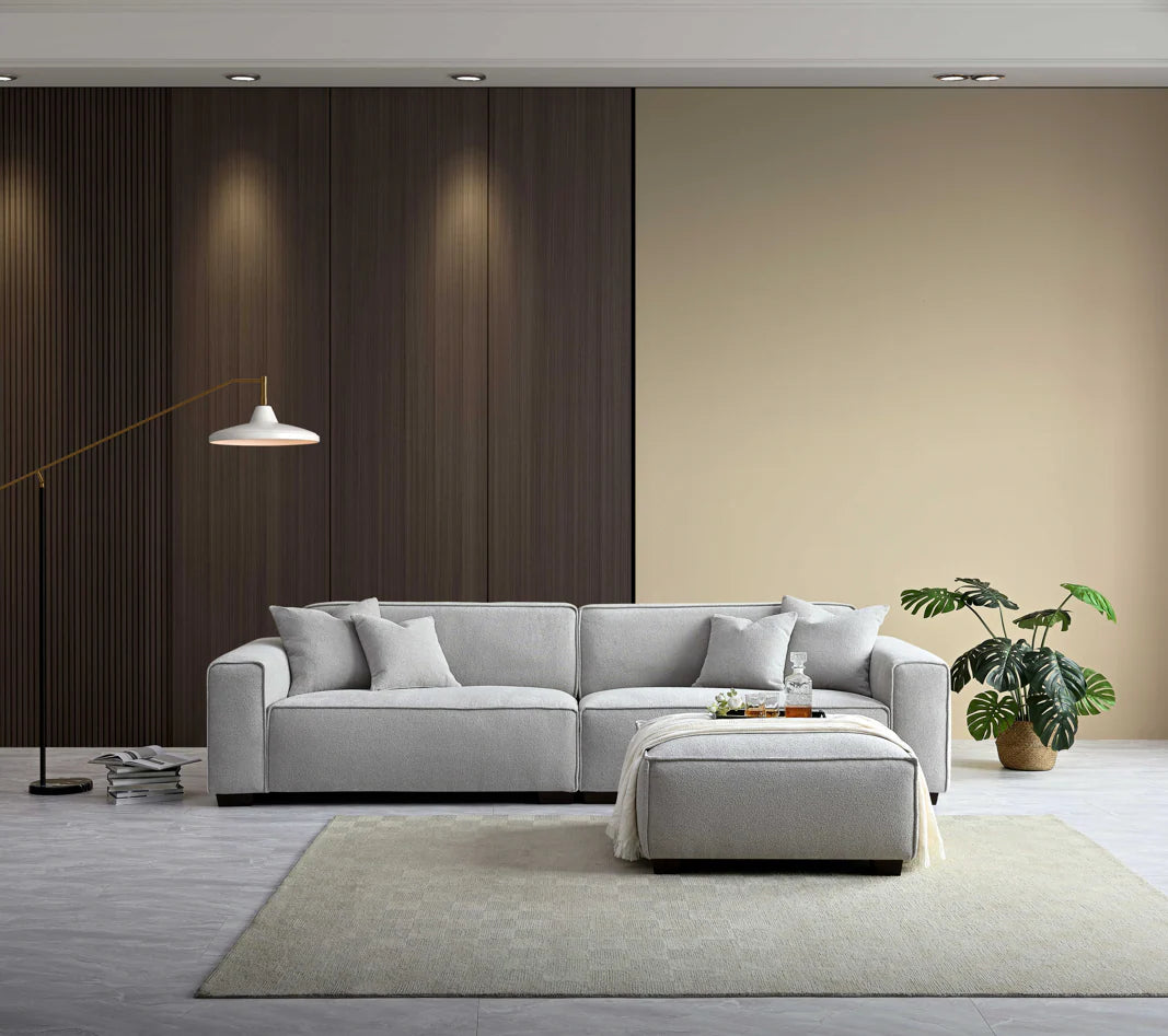 ALUXO® Dakota Sofa Range in Pebble Boucle
