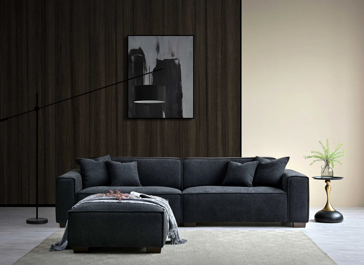 ALUXO® Dakota Sofa Range Chaise in Midnight Boucle