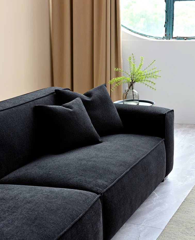 ALUXO® Dakota Sofa Range Chaise in Midnight Boucle
