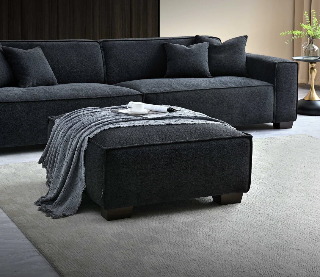 ALUXO® Dakota Sofa Range Chaise in Midnight Boucle