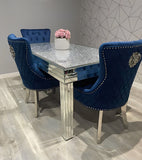 Crushed Glass Mirrored Dining Table And 4 Chair - Italiancityfurniture