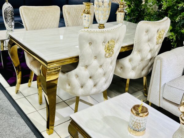 Sofia Cream & Gold Marble Table – All Sizes