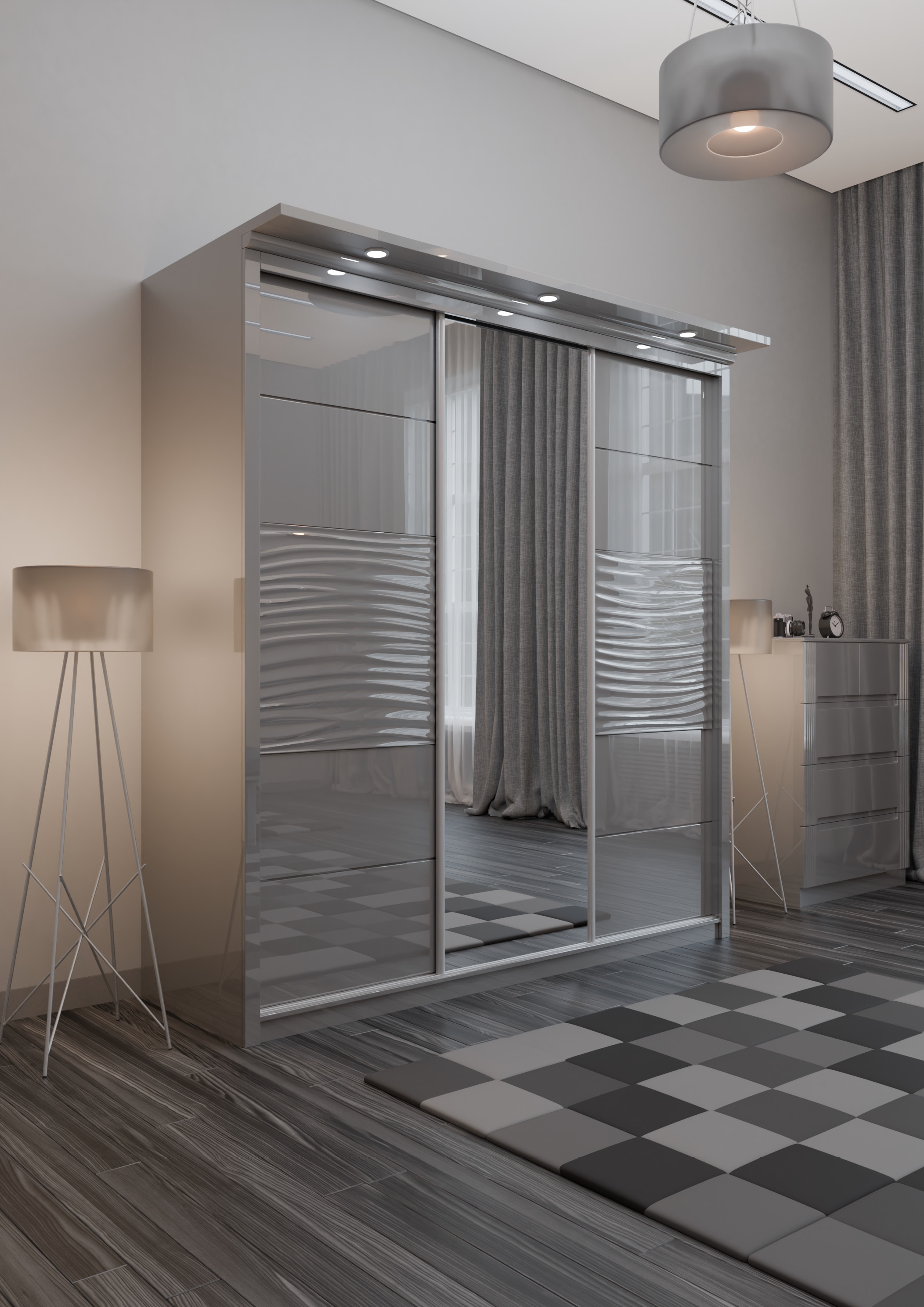 Wavy High Gloss Wardrobe