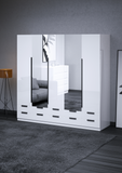 KY05 Extra-Large 5 Door High Gloss Wardrobe with Mirrors & 10 Drawers – 225cm
