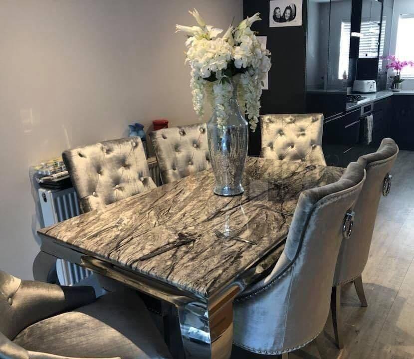 Charcoal Grey Marble Dining Set