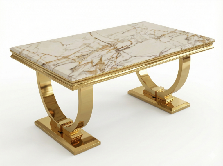 Arianna White and Gold Coffee Table