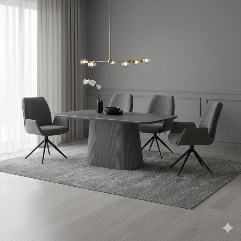 Davos Grey Oval Ceramic Dining Table