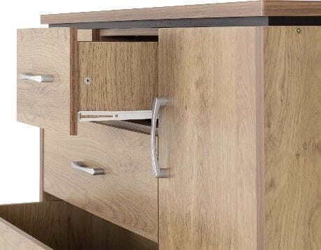 Charles 1 Door 6 Drawer Chest Oak Effect Veneer With Walnut Trim