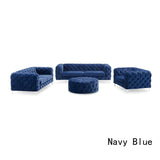 Chesterfield Sofas Sets In Luxury Navy Blue Velvet