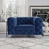 Chesterfield Sofas Sets In Luxury Navy Blue Velvet