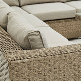 Corner Rising Dining Set with Fire Pit (Natural)