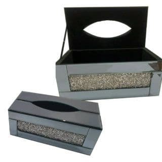 Crushed Glass Smoke Mirrored Tissue Box