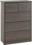 Lisbon 3+2 Drawer Chest Black Wood Grain