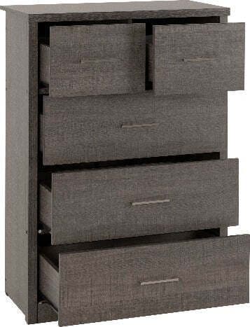 Lisbon 3+2 Drawer Chest Black Wood Grain