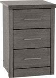 Lisbon 3 Drawer Bedside Chest Black Wood Grain