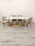 Lukan 1.8M Gold Sintered Stone Top Table With 4 Etta Chairs