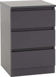 Malvern 3 Drawer Bedside Grey