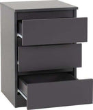 Malvern 3 Drawer Bedside Grey