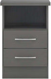 Nevada 2 Drawer Bedside 3D Effect Grey