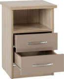 Nevada 2 Drawer Bedside Grey Gloss-Oyster Gloss/Light Oak Effect Veneer