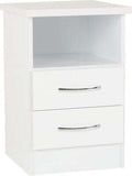 Nevada 2 Drawer Bedside White Gloss