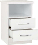 Nevada 2 Drawer Bedside White Gloss