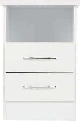 Nevada 2 Drawer Bedside White Gloss